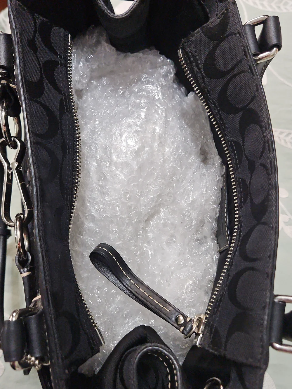 Coach Hampton Vintage 2006 Black Signature Canvas Tote with Silver Hardware